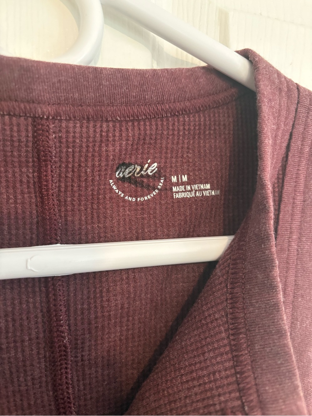 aerie Ribbed Button-Front Tank Top - Burgundy - Picture 3 of 4